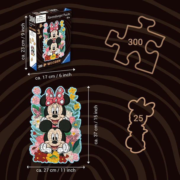 Wooden: Disney Mickey & Minnie Mouse - Puzzel 300 stukjes - Ravensburger 12000762