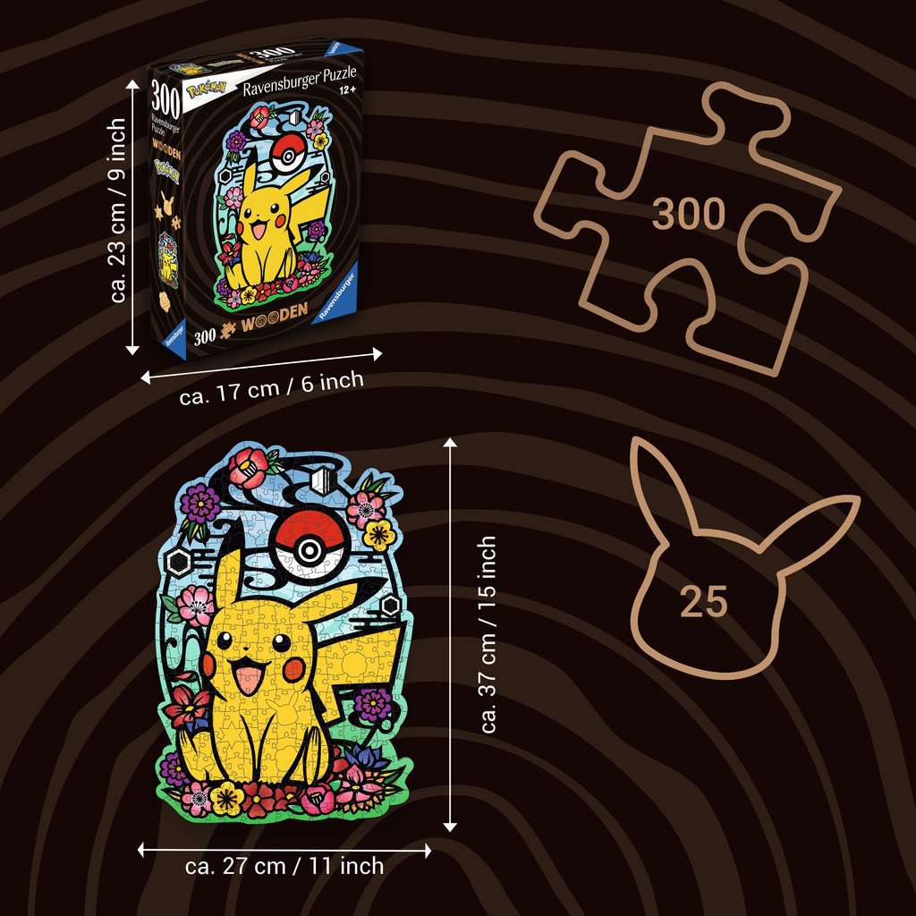 Wooden: Pokémon Pikachu - Puzzel 300 stukjes - Ravensburger 12000761