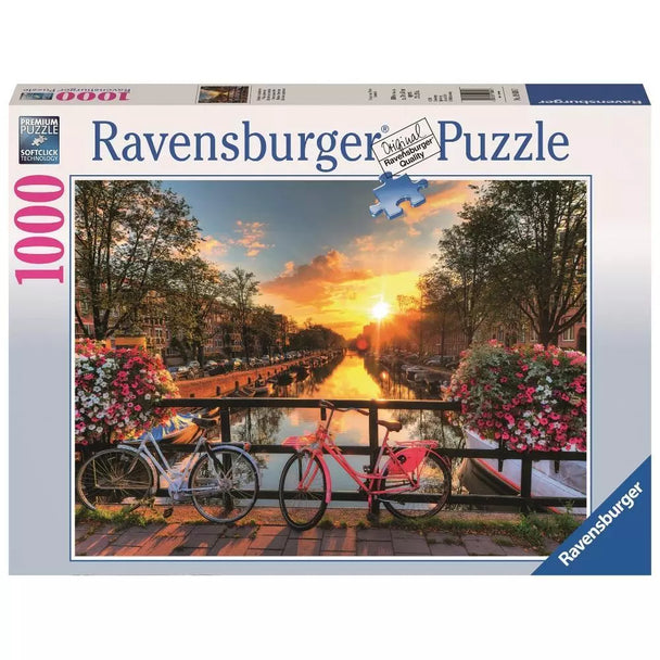 Fietsen in Amsterdam - Puzzel 1000 stukjes - Ravensburger 19606