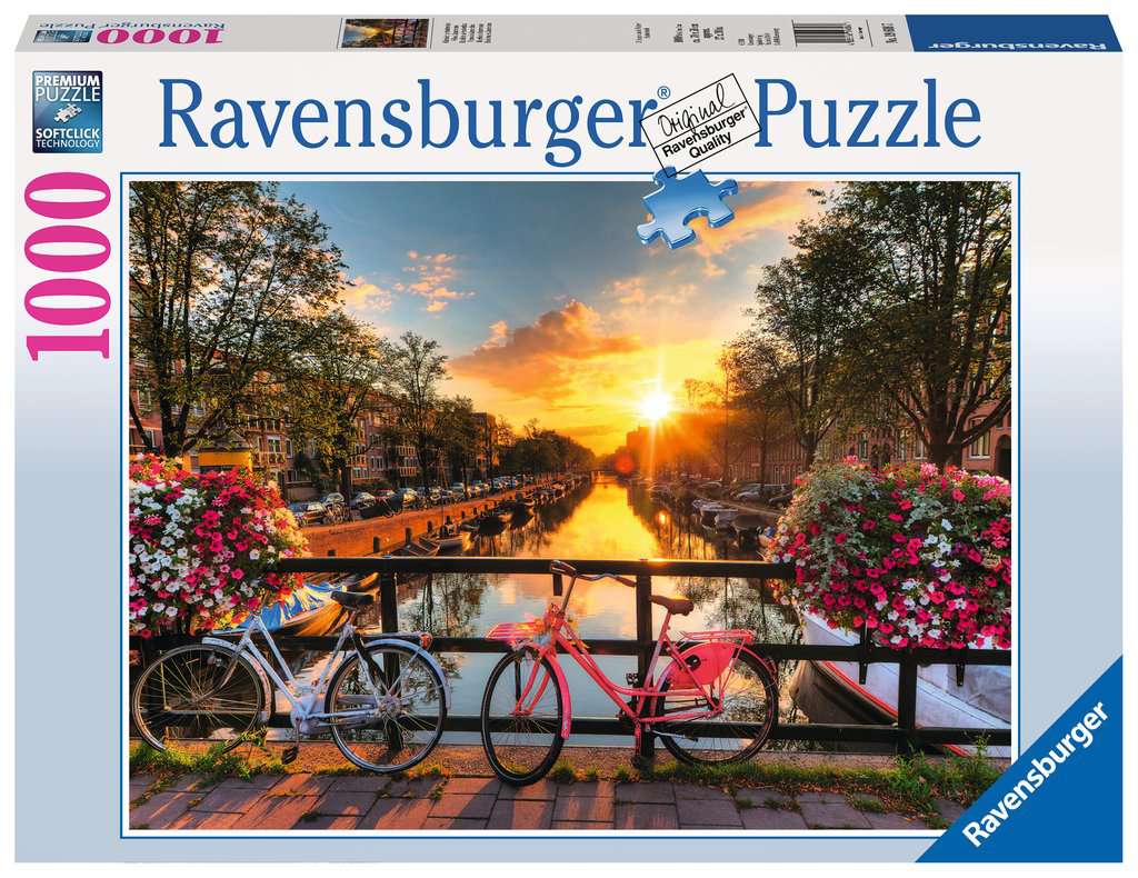 Fietsen in Amsterdam - Puzzel 1000 stukjes - Ravensburger 19606