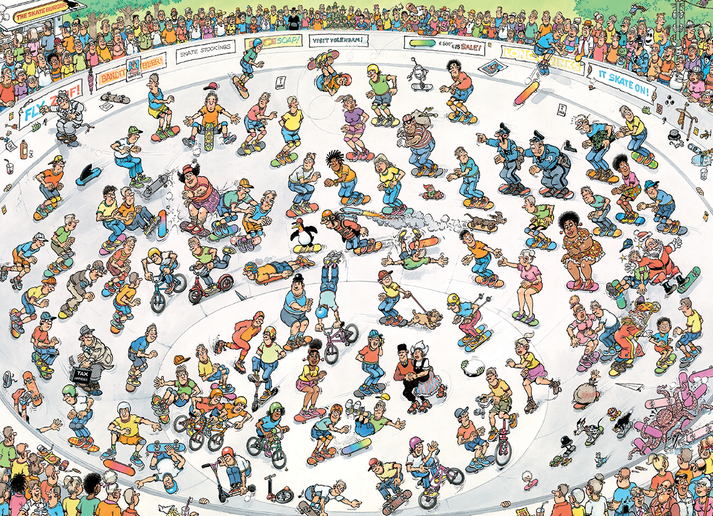 Skateboarden in de Bowl - Jan van Haasteren - Puzzel 1000 stukjes