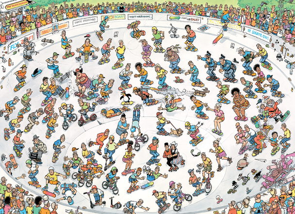 Skateboarden in de Bowl - Jan van Haasteren - Puzzel 1000 stukjes